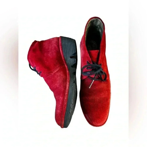 Fly London Red Suede Lace-up Pert Boot Size 40 - Picture 2 of 16
